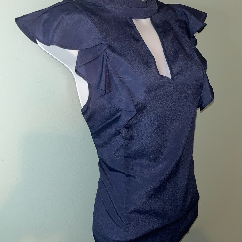 BCBGeneration Blouse High‎ Neck Ruffle - Picture 4 of 12